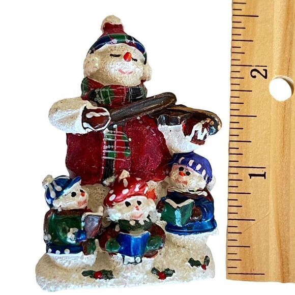 Snowman playing violin / 3 reading snow-kids christmas brooch. 2.5 in - Picture 8 of 13